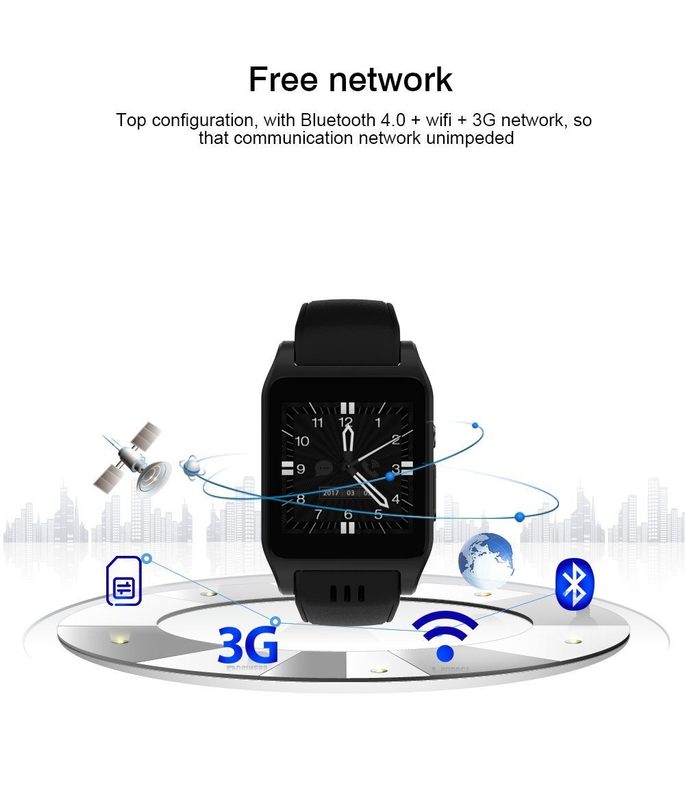 New Casual Bluetooth Smart Watch Android 4.4.2 Camera Support 3G Wifi Single Nano SIM Card - RAPBLUE