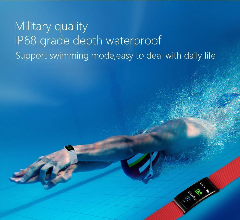 New IP68 Waterproof Smart Fitness Bracelet Pedometer Blood Pressure Smart Wristband Android iOS Activity Tracker - RAPBLUE