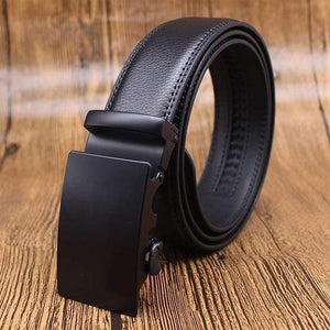 Mens Adjustable Buckle Mechanism Leather Belt - RAPBLUE