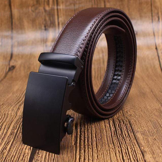 Mens Adjustable Buckle Mechanism Leather Belt - RAPBLUE