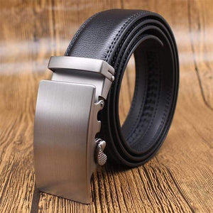 Mens Adjustable Buckle Mechanism Leather Belt - RAPBLUE