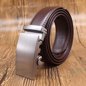 Mens Adjustable Buckle Mechanism Leather Belt - RAPBLUE