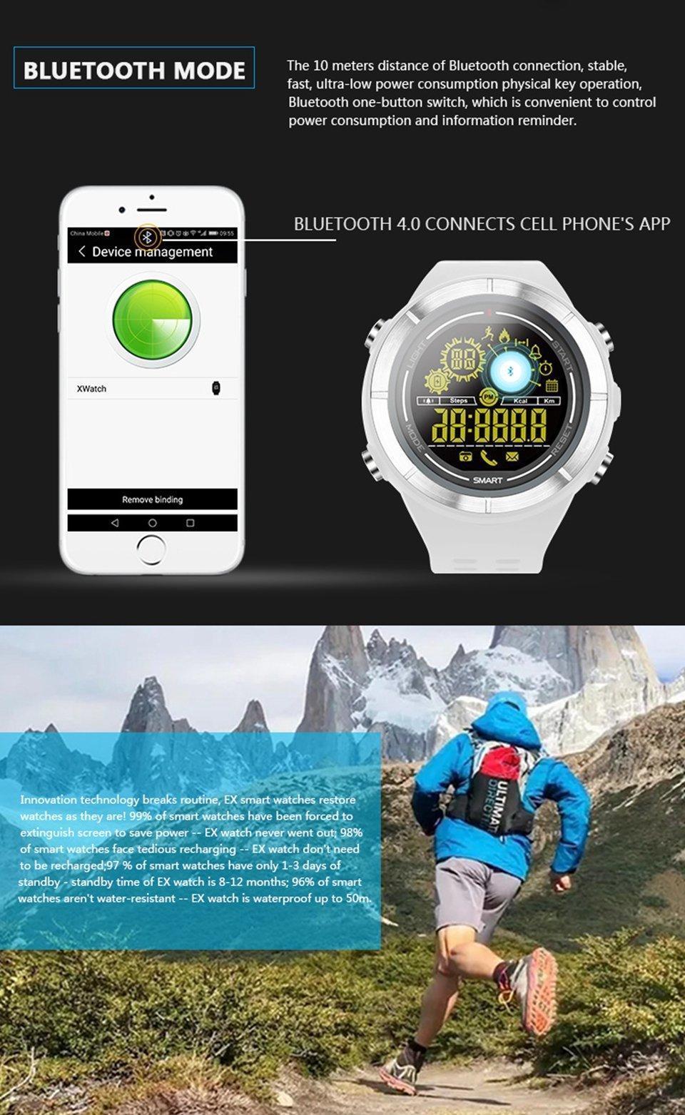 New Sports Bluetooth Smartwatch Waterproof Wristwatch with Fitness Tracker Pedometer Stopwatch for iOS android phones - RAPBLUE