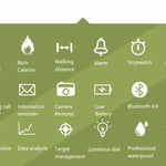 New Rugged Fitness Smartwatch Passometer Smart Clock Waterproof Watch Activities tracker for iPhone Android Phones - RAPBLUE