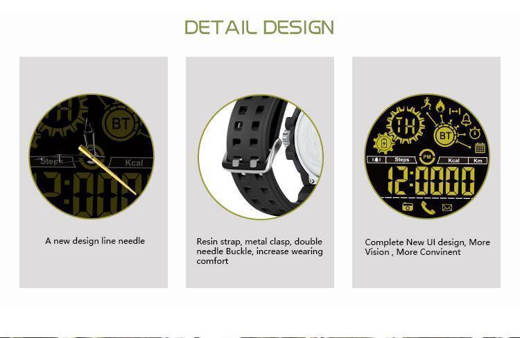 New Rugged Fitness Smartwatch Passometer Smart Clock Waterproof Watch Activities tracker for iPhone Android Phones - RAPBLUE