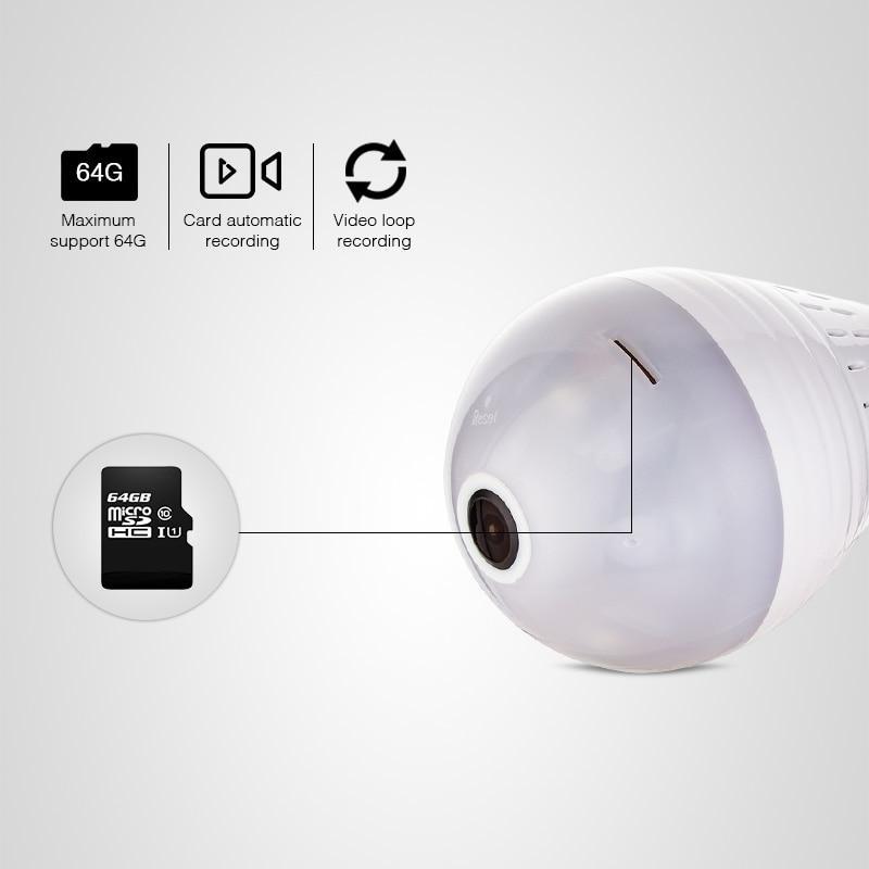 LED Light Wireless 360 Panoramic Home Security WiFi CCTV Fisheye Camera Bulb - RAPBLUE