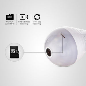 LED Light Wireless 360 Panoramic Home Security WiFi CCTV Fisheye Camera Bulb - RAPBLUE