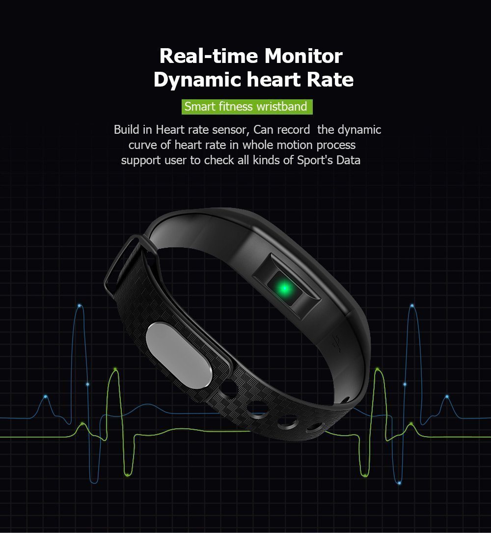 Fitness Smart Watch Bracelet Waterproof Real-Time Monitor Dynamic Heart Rate Sport Fitness Wristband Support USB-Charge Watch - RAPBLUE