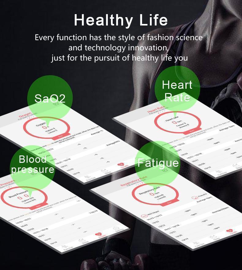 New IP68 Waterproof Smartband Watch Blood Pressure Heart Rate Monitor Smart Bracelet Fitness Tracker Bluetooth Wristband - RAPBLUE