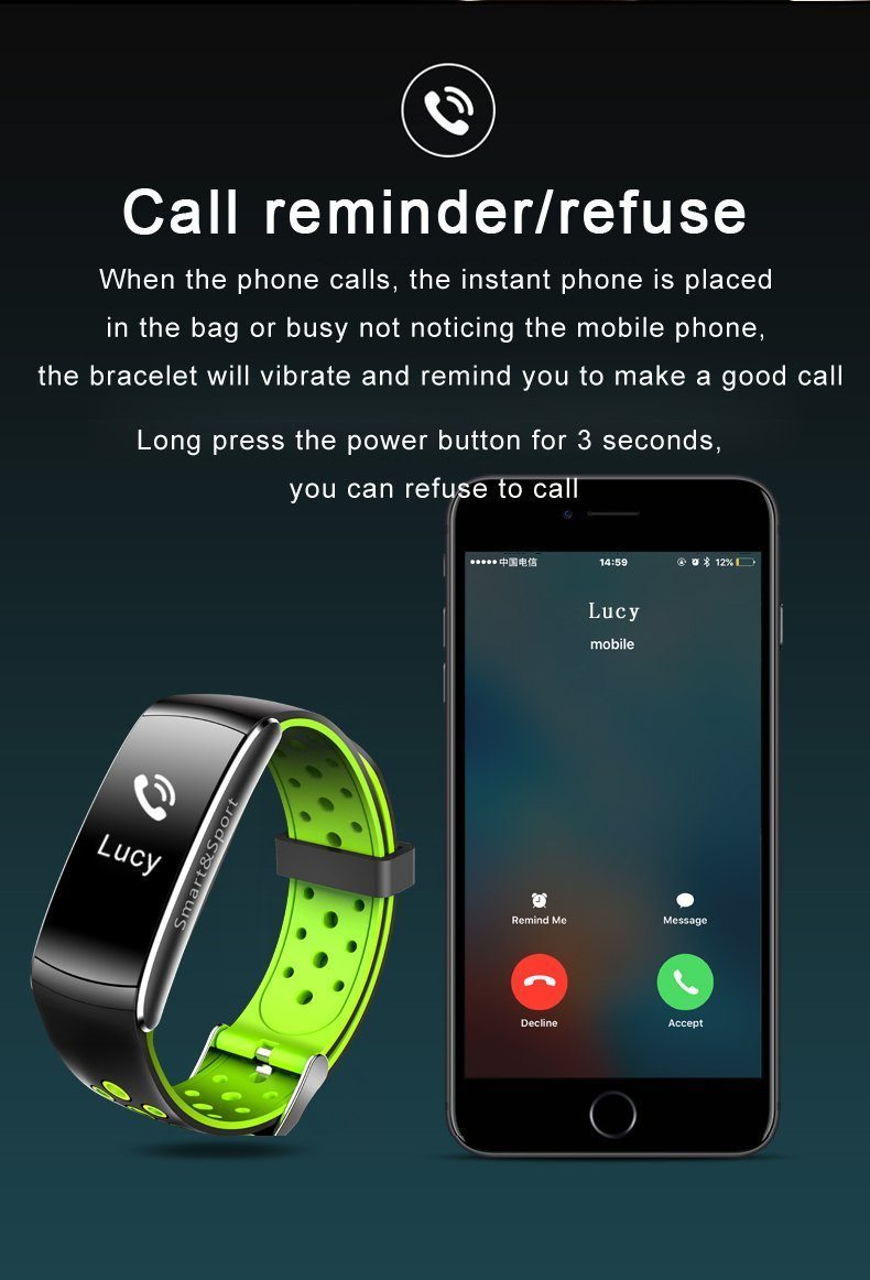 New IP68 Waterproof Smartband Watch Blood Pressure Heart Rate Monitor Smart Bracelet Fitness Tracker Bluetooth Wristband - RAPBLUE