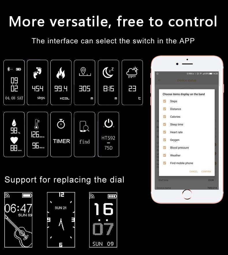 New IP68 Waterproof Smartband Watch Blood Pressure Heart Rate Monitor Smart Bracelet Fitness Tracker Bluetooth Wristband - RAPBLUE