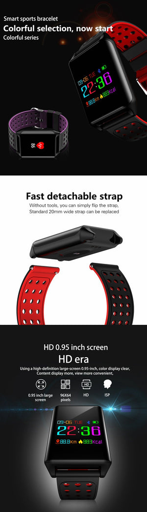 OLED Colour Screen Smart Watch Blood Oxygen Pressure Heart Rate Monitor Pedometer for Android IOS Windows - RAPBLUE