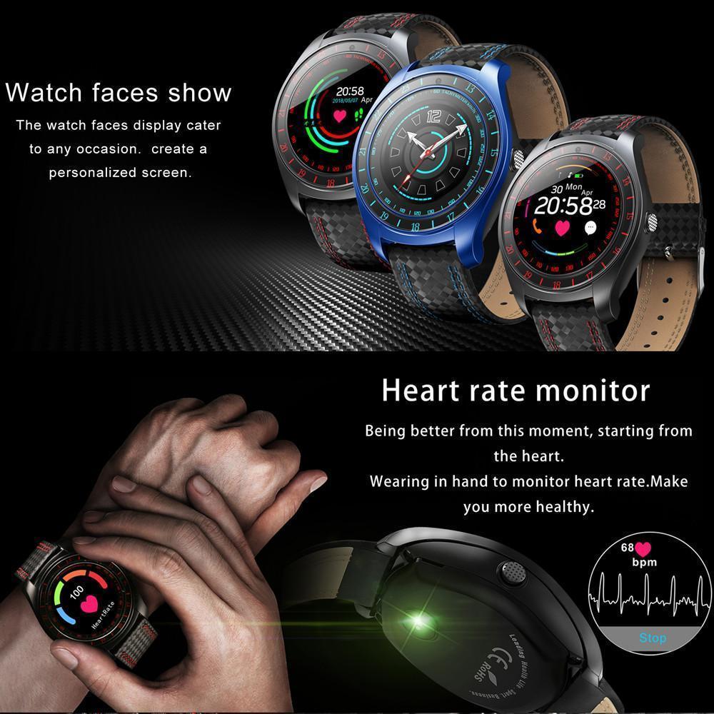 New Luxury Smart Watch with Camera Bluetooth Smartwatch Pedometer Heart Rate Monitor Sim Card Wristwatch for Android IOS - RAPBLUE