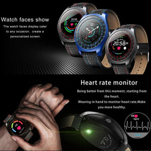 New Luxury Smart Watch with Camera Bluetooth Smartwatch Pedometer Heart Rate Monitor Sim Card Wristwatch for Android IOS - RAPBLUE