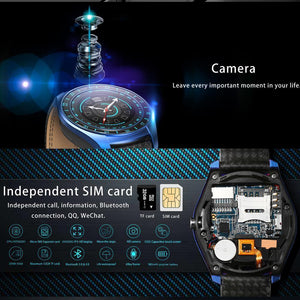 New Luxury Smart Watch with Camera Bluetooth Smartwatch Pedometer Heart Rate Monitor Sim Card Wristwatch for Android IOS - RAPBLUE