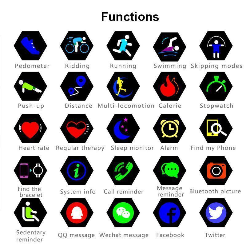 New Smart Wristband Fitness Bracelet Smart Sports Band with Swimming IP68 Waterproof Heart Rate Tracker for Android iOS Windows - RAPBLUE