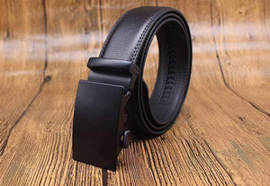 Mens Adjustable Buckle Mechanism Leather Belt - RAPBLUE