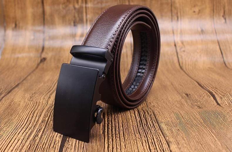 Mens Adjustable Buckle Mechanism Leather Belt - RAPBLUE