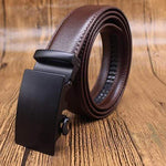 Mens Adjustable Buckle Mechanism Leather Belt - RAPBLUE