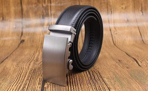 Mens Adjustable Buckle Mechanism Leather Belt - RAPBLUE