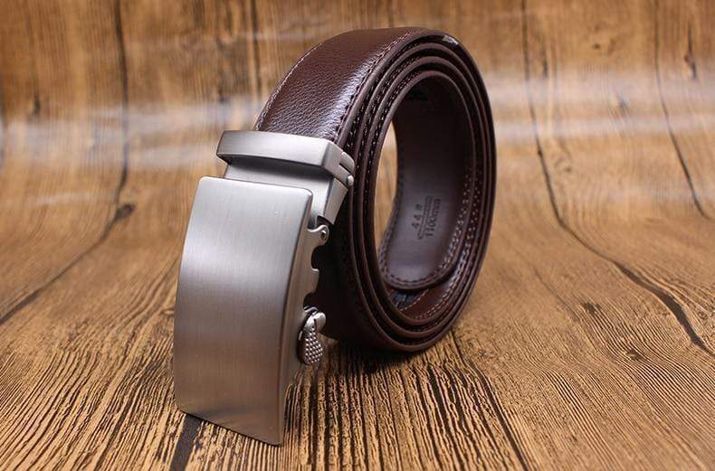 Mens Adjustable Buckle Mechanism Leather Belt - RAPBLUE