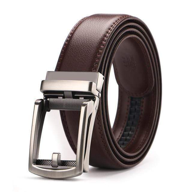 Mens Adjustable Buckle Mechanism Leather Belt - RAPBLUE