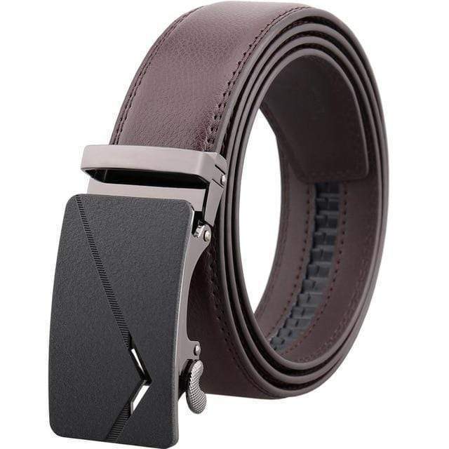 Mens Adjustable Buckle Mechanism Leather Belt - RAPBLUE