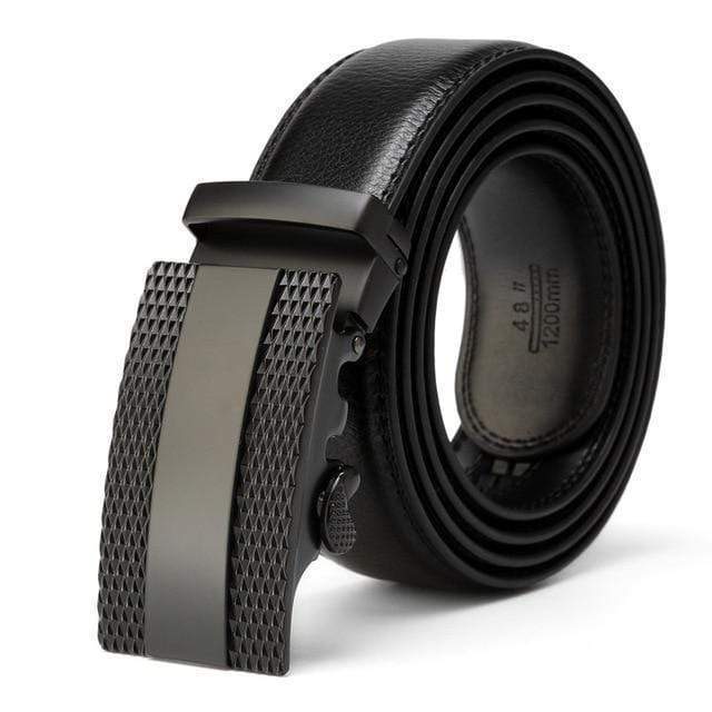 Mens Adjustable Buckle Mechanism Leather Belt - RAPBLUE