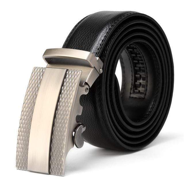 Mens Adjustable Buckle Mechanism Leather Belt - RAPBLUE