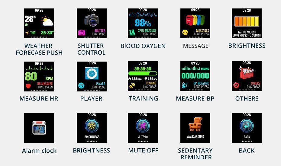 New Smart Watch IP67 Waterproof Activity Fitness Tracker Heart Rate Monitor Smartwatch for iPhone Android - RAPBLUE