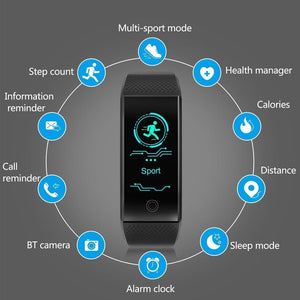 Waterproof Smartwatch Fitness Bracelet Wristband Watch Heart Rate Monitor Smart Band For iPhone Android - RAPBLUE