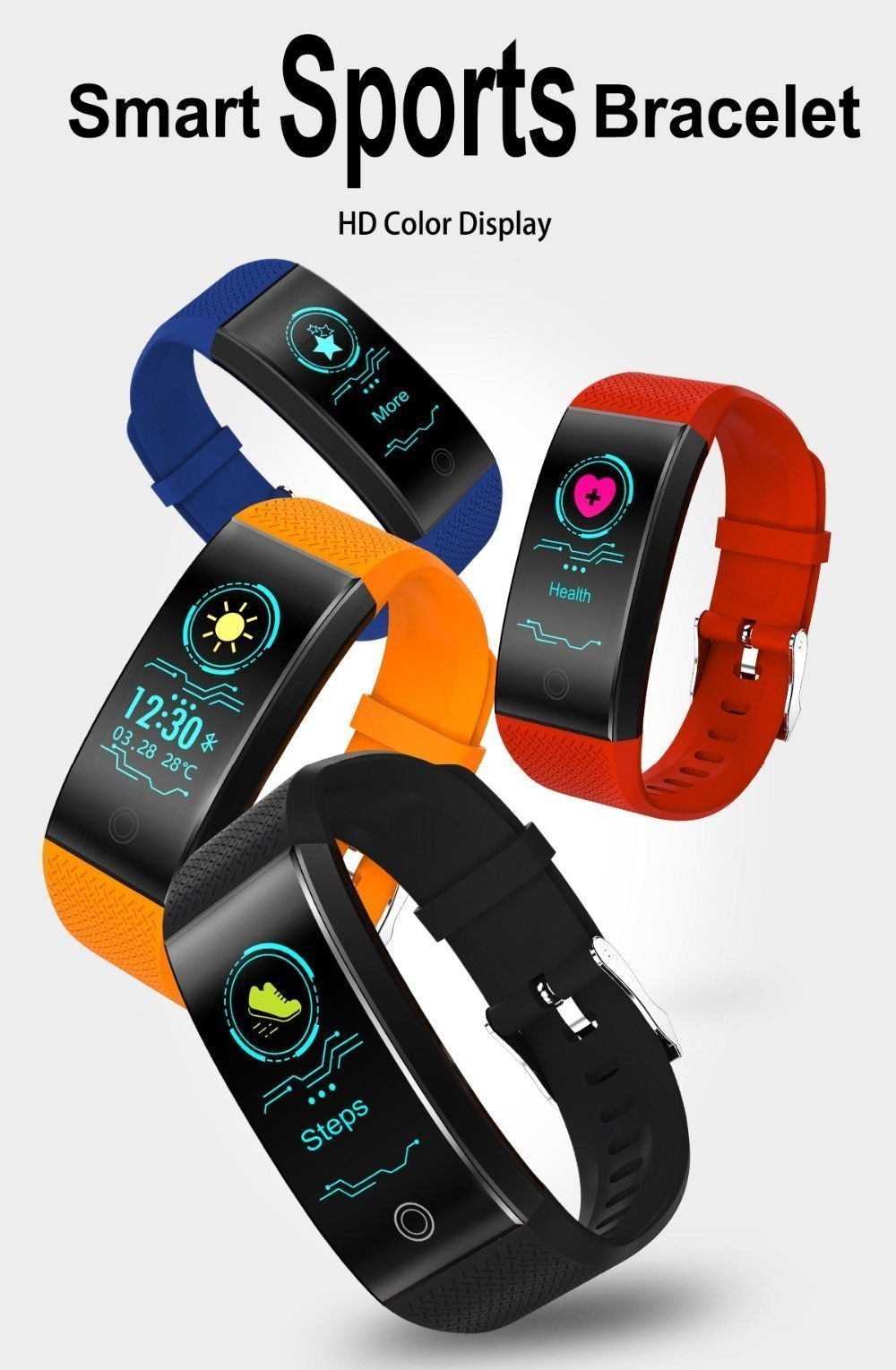 Waterproof Smartwatch Fitness Bracelet Wristband Watch Heart Rate Monitor Smart Band For iPhone Android - RAPBLUE