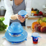 Silicone Stretch Lids 6 PACK flexible Food Saving Lid Durable reusable food cover - RAPBLUE