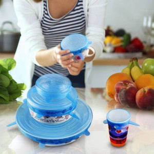 Silicone Stretch Lids 6 PACK flexible Food Saving Lid Durable reusable food cover - RAPBLUE