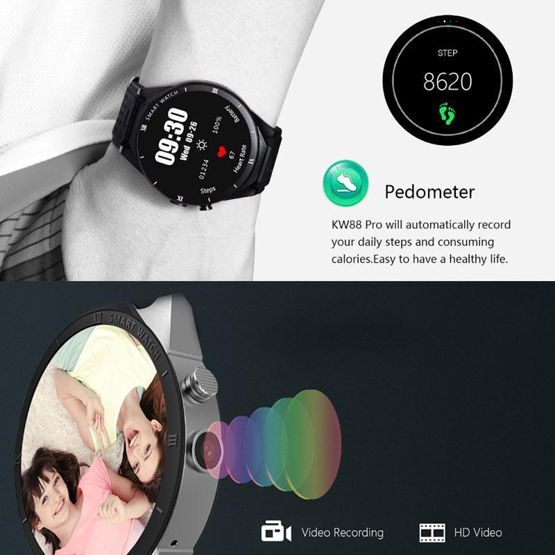 New Luxury Smart Phone Watch 2MP Camera SIM Card Support 3G WIFI GPS Android 7.0 Smartwatch Heart Rate Monitor - RAPBLUE