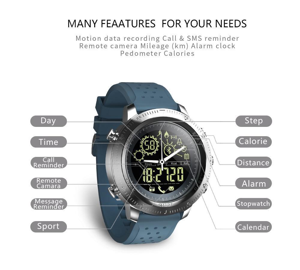 New Sport Activity Tracker Calories Pedometer Smartwatch Stopwatch Call SMS Reminder Long Standby Time Smart Watch - RAPBLUE