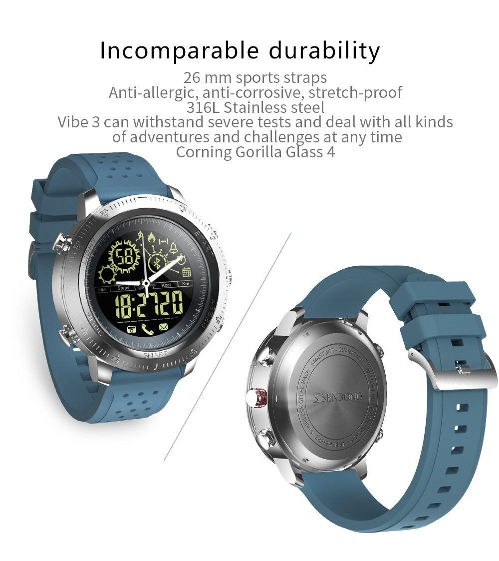 New Sport Activity Tracker Calories Pedometer Smartwatch Stopwatch Call SMS Reminder Long Standby Time Smart Watch - RAPBLUE
