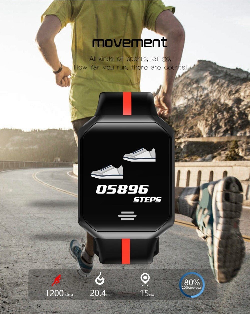 New Pedometer Blood Pressure Heart Rate Monitor Smart Watch IP67 Waterproof Sport Fitness Trakcer For iOS Android - RAPBLUE