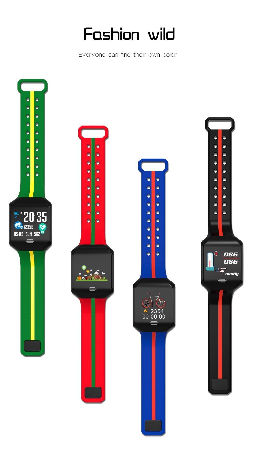 New Pedometer Blood Pressure Heart Rate Monitor Smart Watch IP67 Waterproof Sport Fitness Trakcer For iOS Android - RAPBLUE