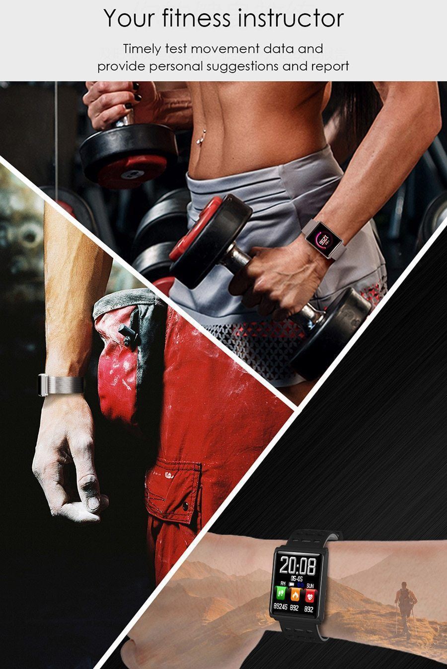 New Smart Band Heart Rate Monitor Blood Pressure Smart Wristband Fitness Tracker Bracelet Sport Watch For Android iPhone - RAPBLUE