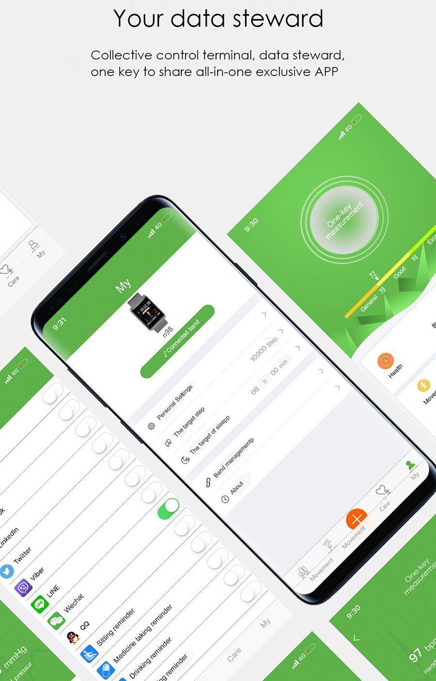 New Smart Band Heart Rate Monitor Blood Pressure Smart Wristband Fitness Tracker Bracelet Sport Watch For Android iPhone - RAPBLUE