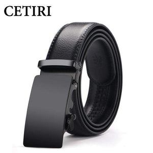 Mens Adjustable Buckle Mechanism Leather Belt - RAPBLUE