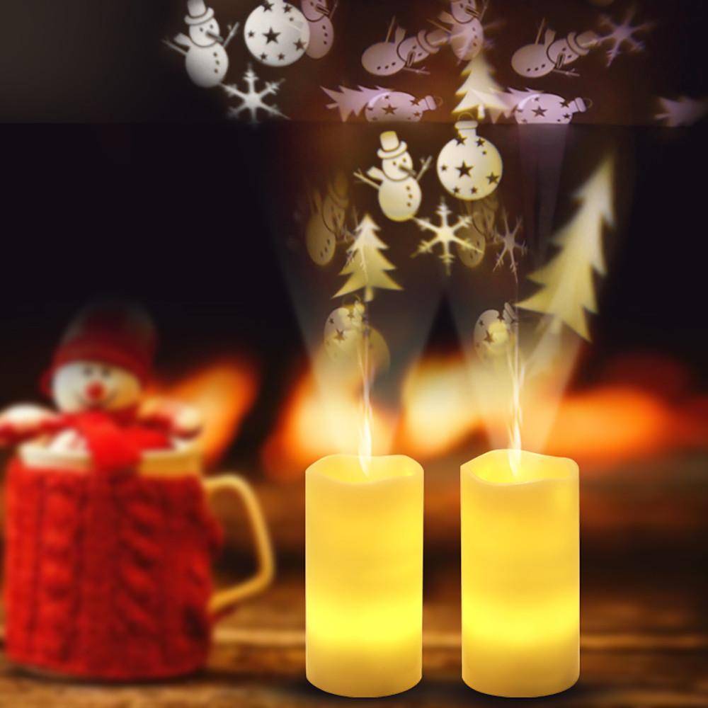 LED Christmas Candle Remote Control Projection Lamp - RAPBLUE