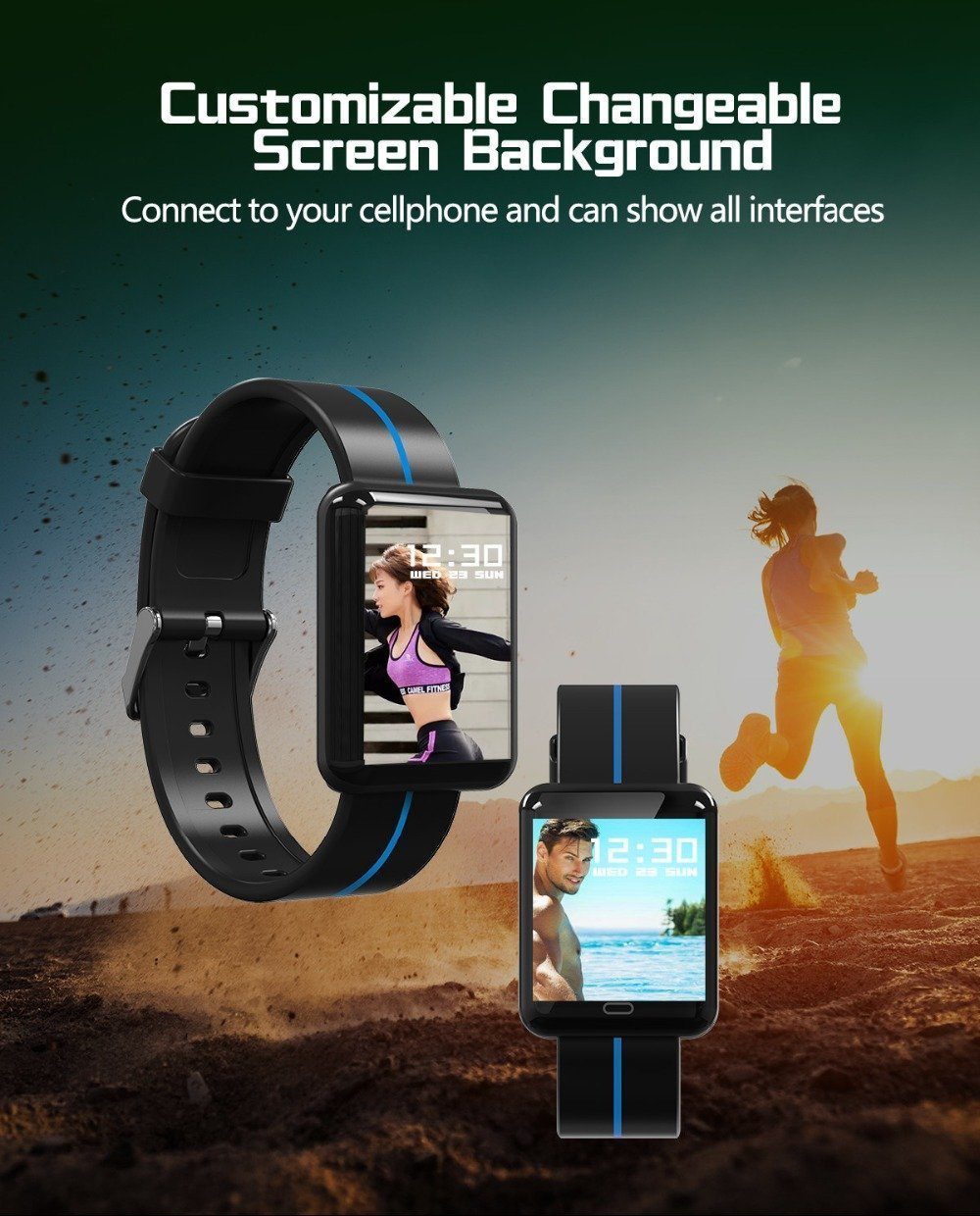 New Smart Sport Watch 1.3 Inch Touch Screen Heart Rate Monitoring Blood Pressure Bracelet For iPhone Android - RAPBLUE