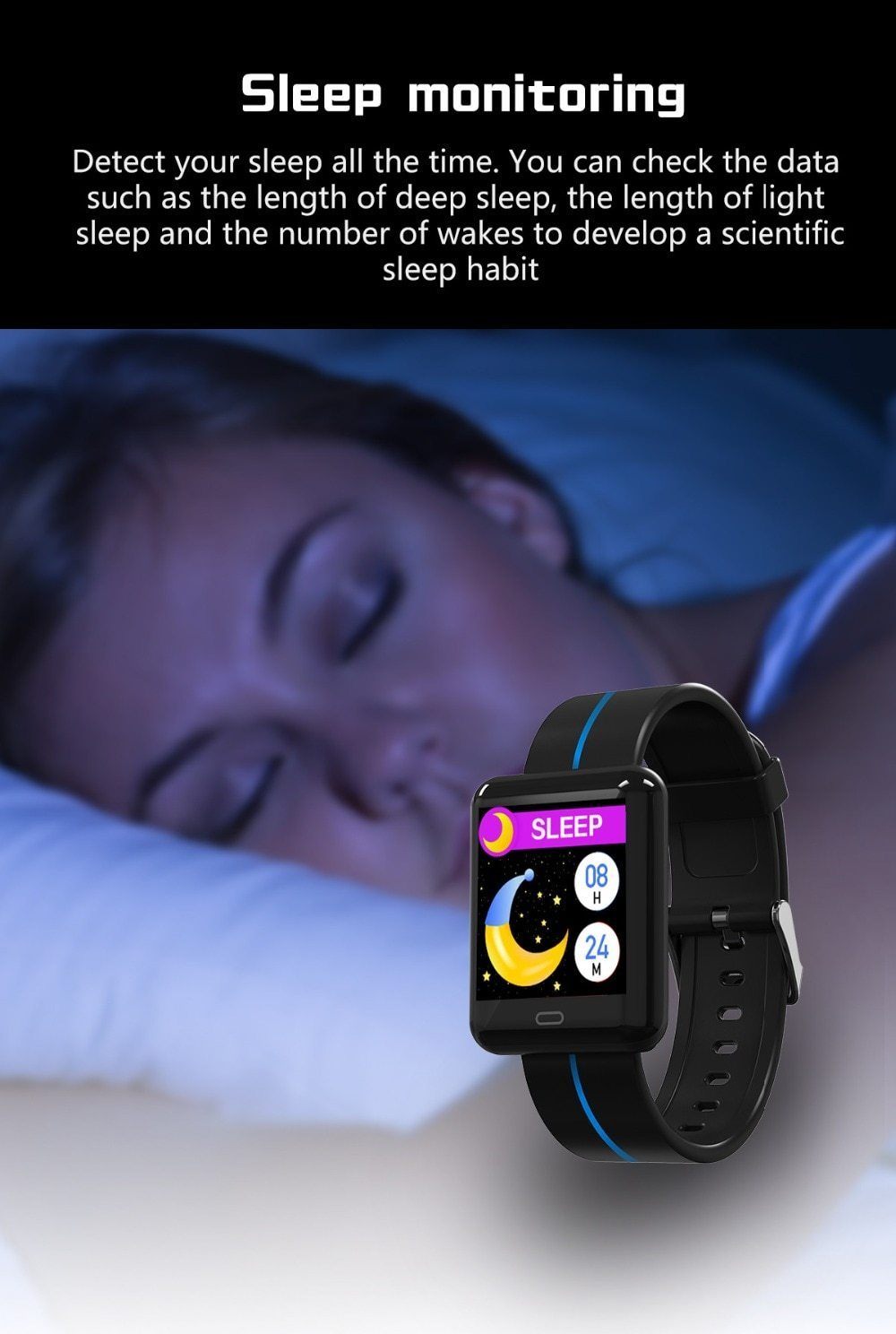 New Smart Sport Watch 1.3 Inch Touch Screen Heart Rate Monitoring Blood Pressure Bracelet For iPhone Android - RAPBLUE