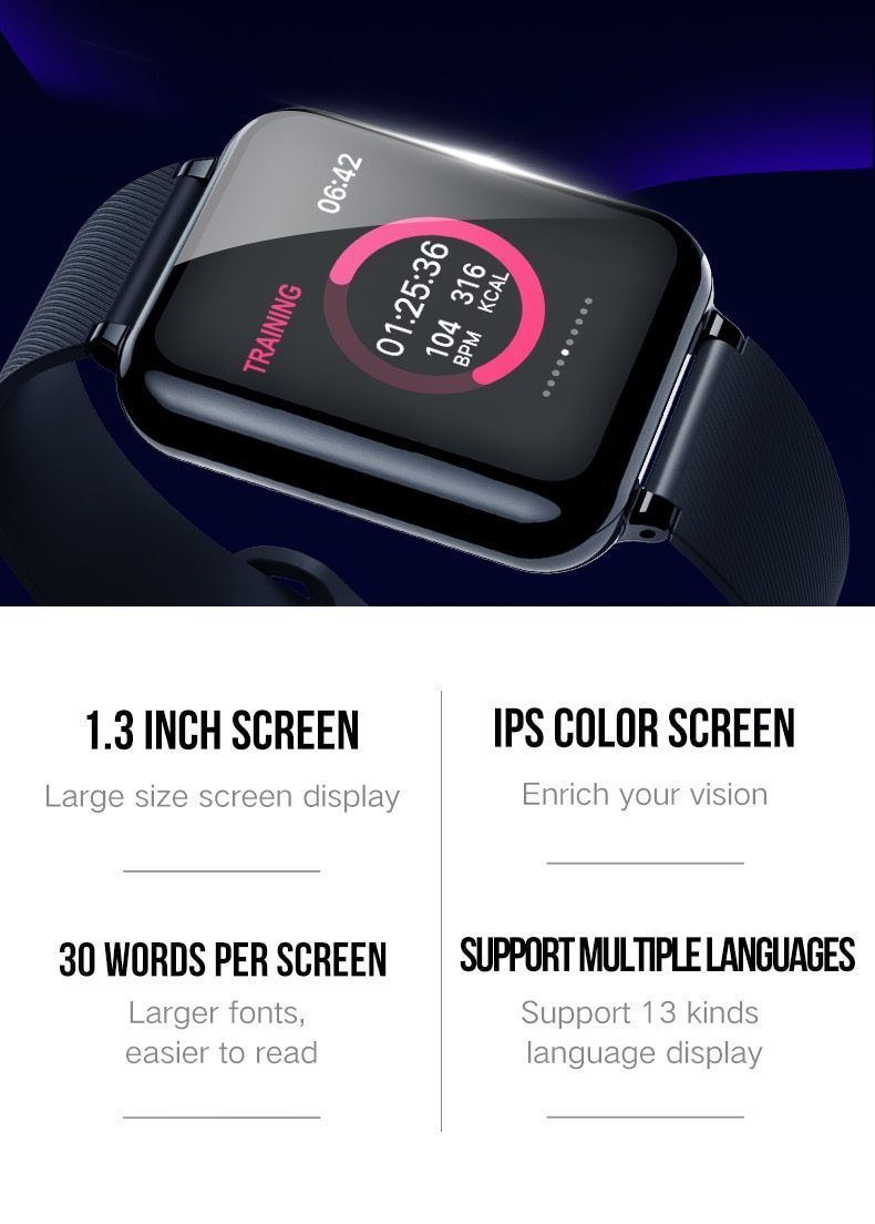 New Waterproof Sport Smartwatch Heart Rate Blood Pressure Monitor Fitness Tracker For iPhone Android - RAPBLUE