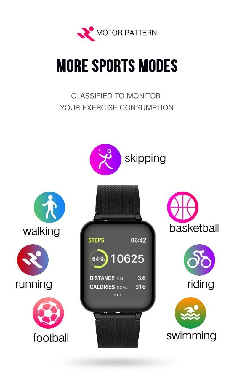 New Waterproof Sport Smartwatch Heart Rate Blood Pressure Monitor Fitness Tracker For iPhone Android - RAPBLUE