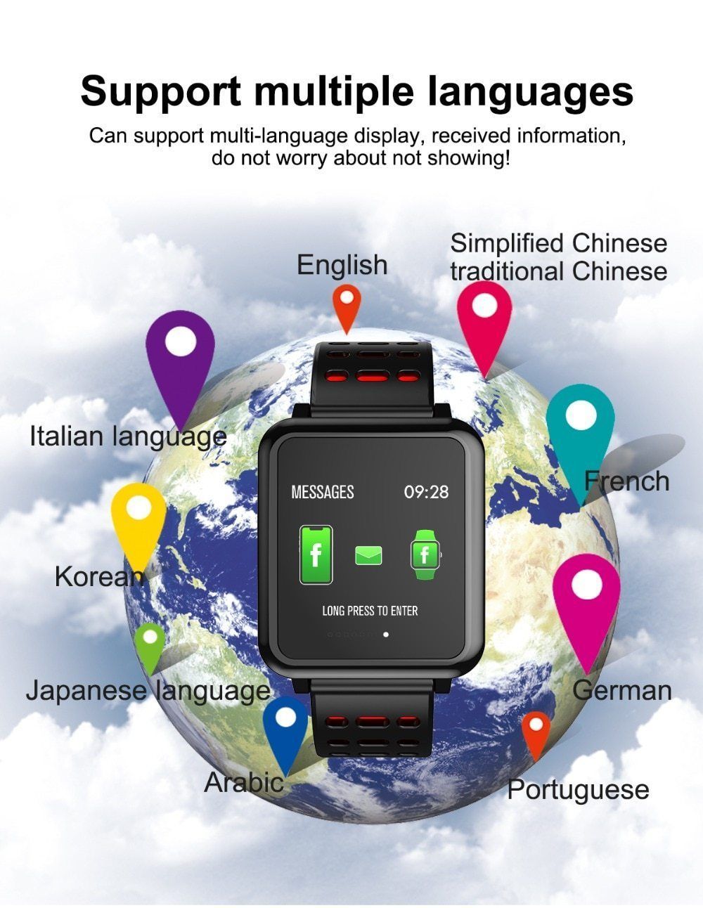 New Smart Watch Heart Rate Monitor Blood Pressure Activity Tracker Bracelet Water-Resistant Sport Band - RAPBLUE