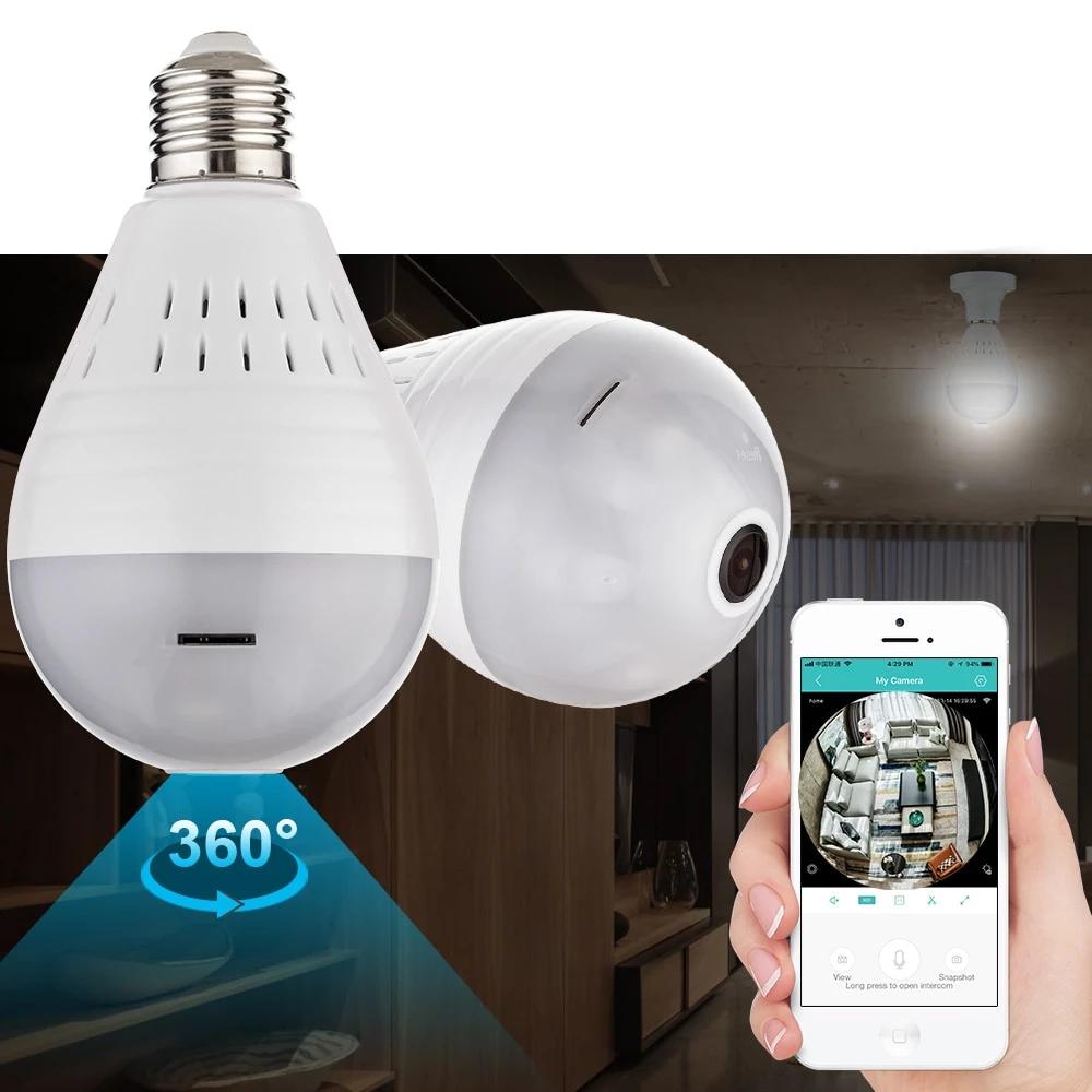 LED Light Wireless 360 Panoramic Home Security WiFi CCTV Fisheye Camera Bulb - RAPBLUE