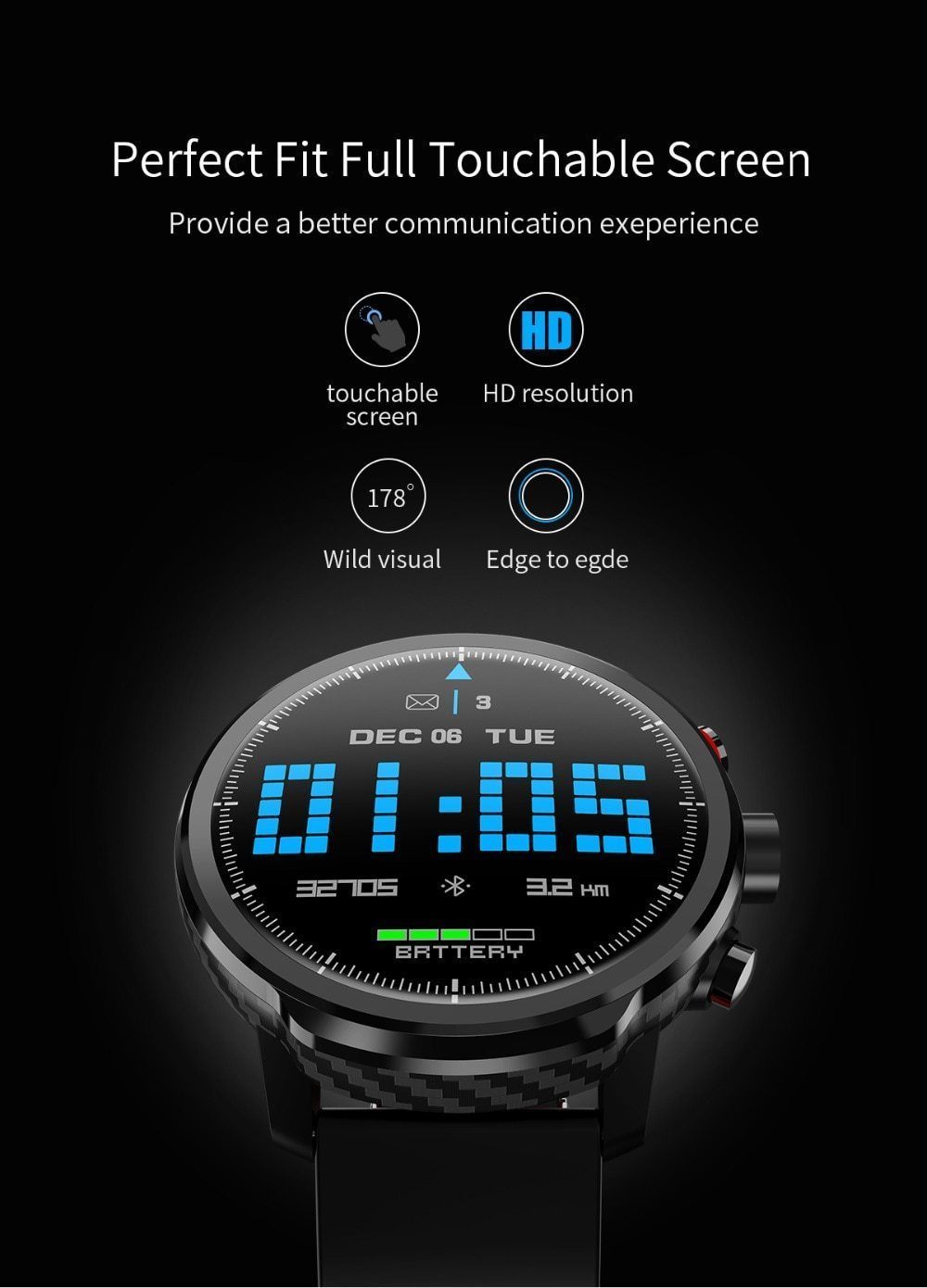 New Smart Watch IP68 Waterproof Multi-Sport Mode Heart Rate Monitoring Weather Forecast Smartwatch - RAPBLUE